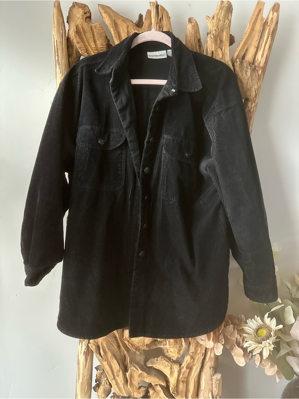 kathy ireland Black Corduroy Button-Up Jacket